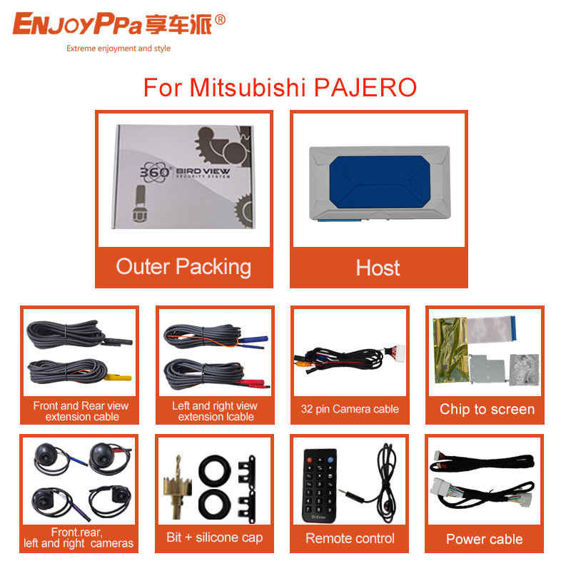 1 GB LPDDR4 360 Sistema de cámara de vehículo Para Mitsubishi PAJERO Pantalla LCD Vista de pájaros DVR