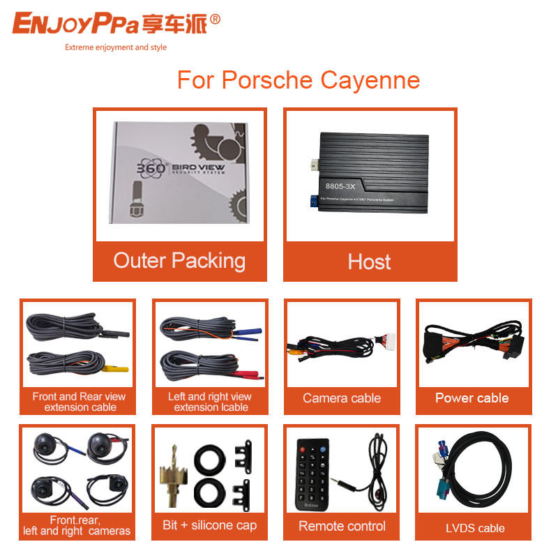 Sistema de cámara de pantalla LCD para Porsche Cayenne vista de pájaros