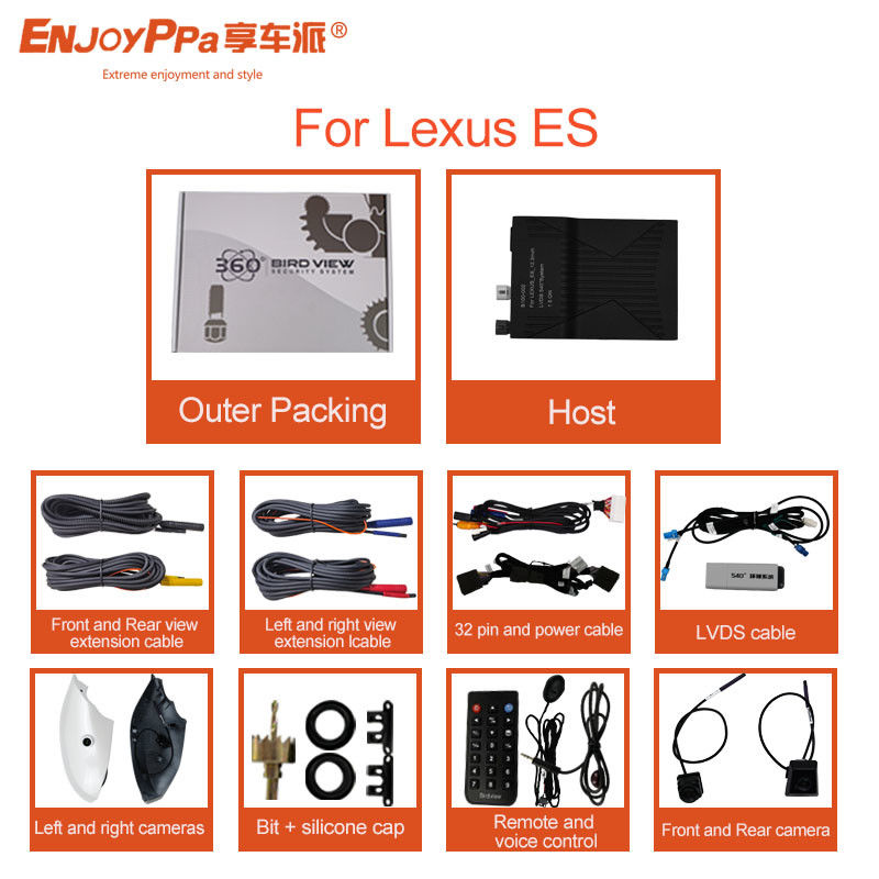 Sistema de cámara de coche de visión 360 impermeable para Lexus ES HD DVR cámaras de vigilancia de estacionamiento