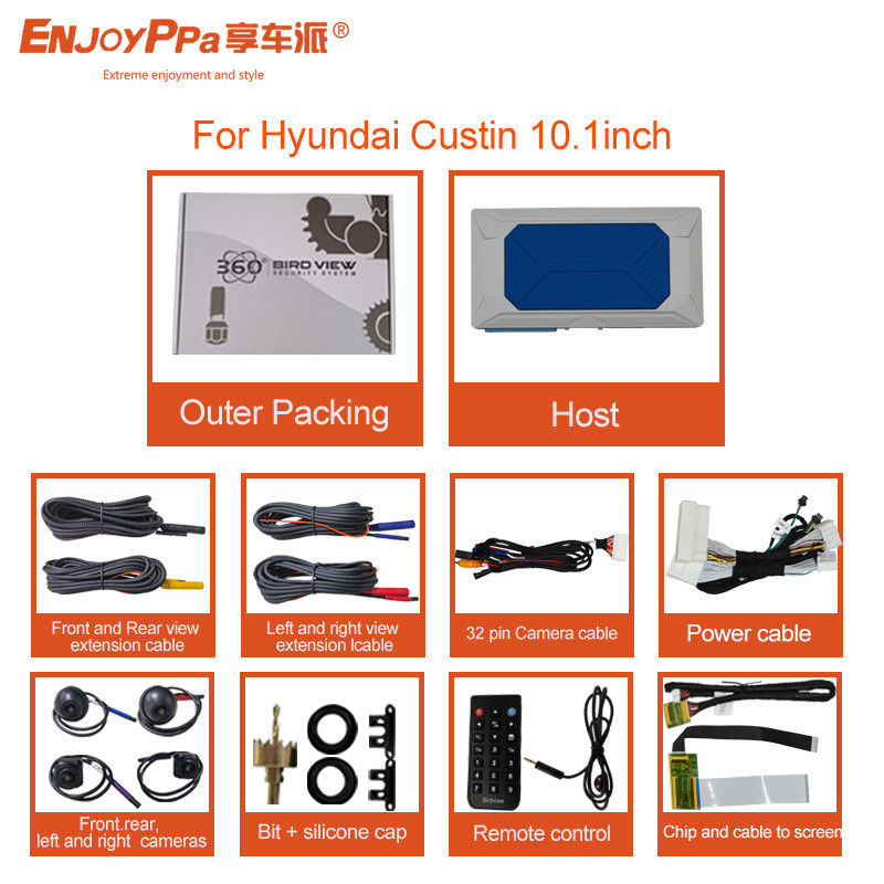 Grabación en bucle de visión 360 de la cámara de automóvil para Hyundai Custin visión nocturna e instalación Plug And Play
