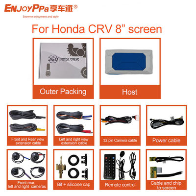 Sistema de cámara de automóvil 360 resistente al agua para Honda CRV de 8 pulgadas con cámaras HD de vista de pájaro