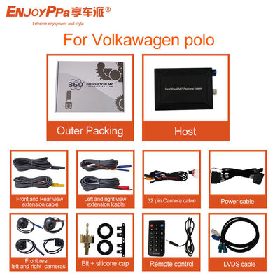 Pantalla LCD de 360 grados Kit de cámara para automóvil para grabación de 4 vías Volkswagen Polo